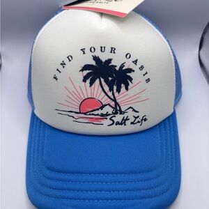 Salt Life Women's Blue and White Sunset Palm Trucker Hat